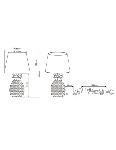 Lampe à Poser Pineapple Or et Noir 1XE27