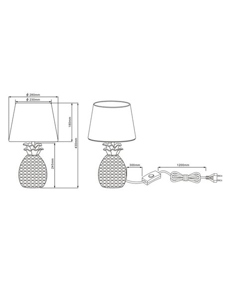 Lampe à Poser Pineapple Or et Noir 1XE27