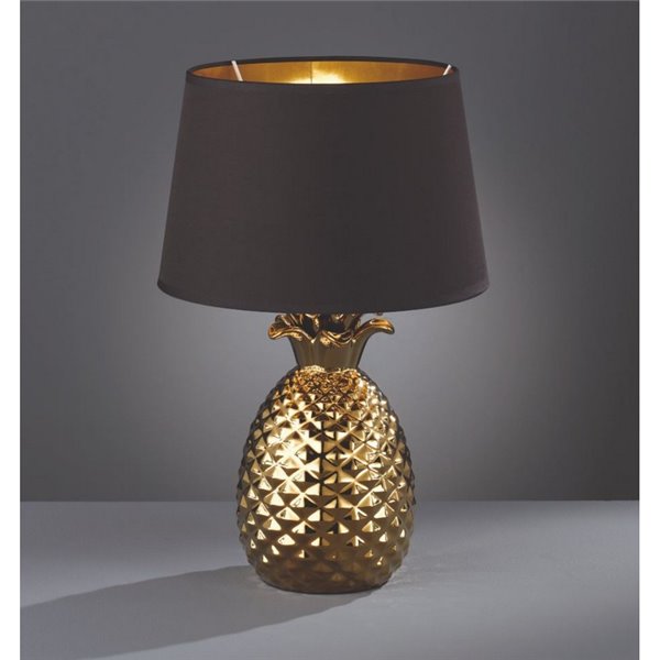 Candeeiro de mesa Pienapple dourado e preto 1XE27