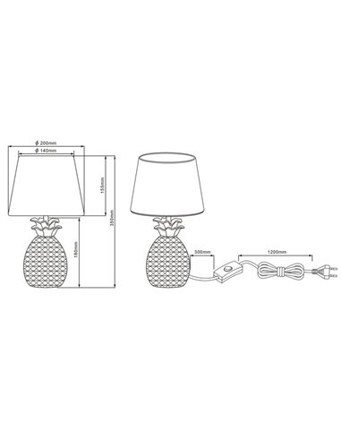 Lampe à poser Ananas Or et Noir 1XE14