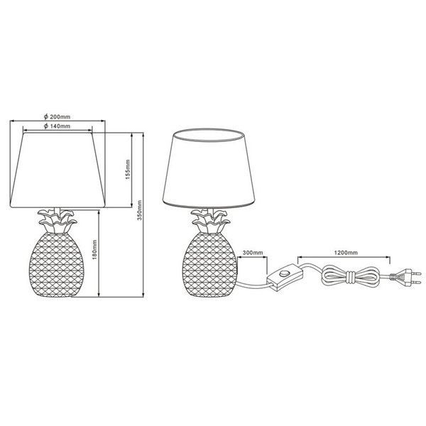 Lampe à poser Ananas Or et Noir 1XE14