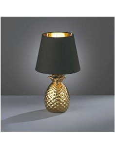 Candeeiro de mesa Piña dourado e preto 1XE14 2