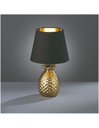 Candeeiro de mesa Piña dourado e preto 1XE14