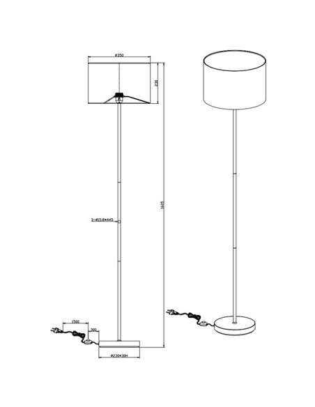Lampadaire salon Hostel noir et or marque Trio