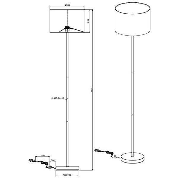 Lámpara de Pie de Salón Hostel Negro y Dorado Trio