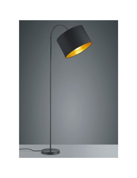 Lampadaire salon flexible Hostel noir et or marque Trio
