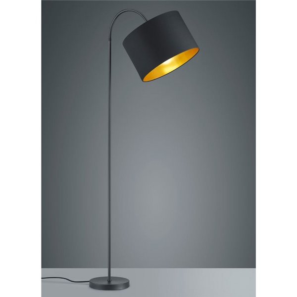 Lampadaire salon flexible Hostel noir et or marque Trio