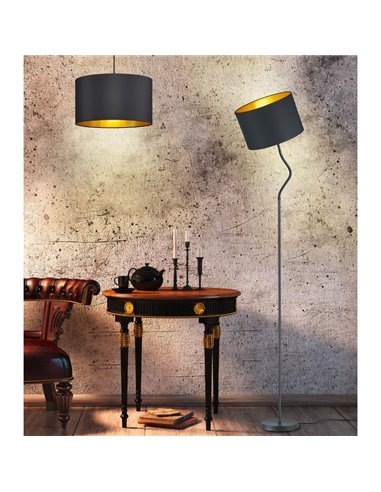 Lampadaire salon flexible Hostel noir et or marque Trio