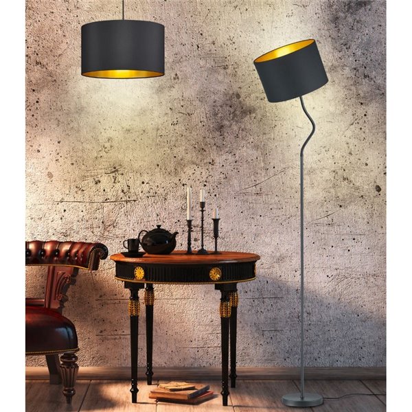 Lampadaire salon flexible Hostel noir et or marque Trio