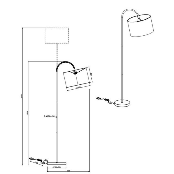 Lámpara de Pie de Salón Hostel Negra y Dorada Flexible Trio