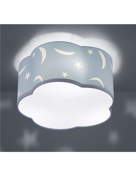 Plafonnier enfant bleu avec étoiles Moony