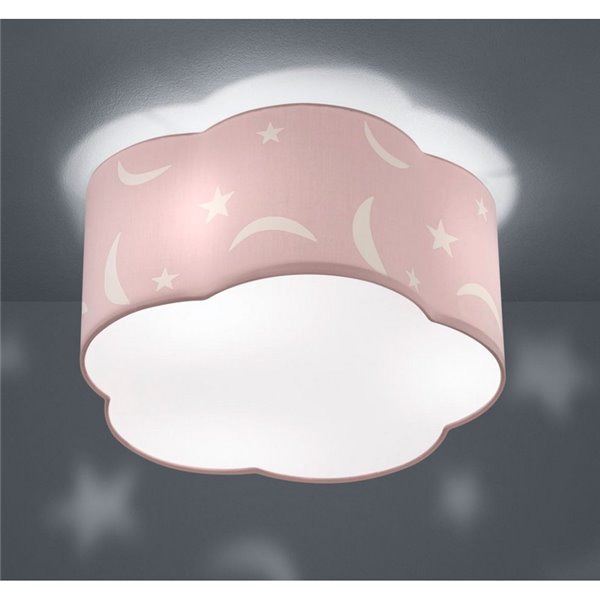 Candeeiro de teto Infantil Cor de Rosa estrelas Moony