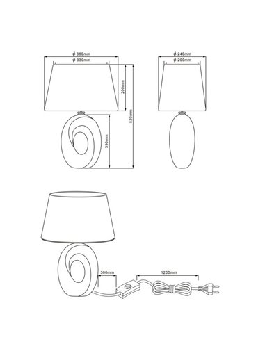 Lampe à poser Grande dorée et noire Taba