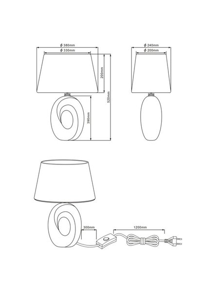 Candeeiro de mesa Grande dourada e preta Taba