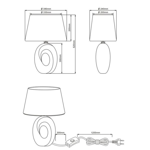 Lampe à poser Grande dorée et noire Taba