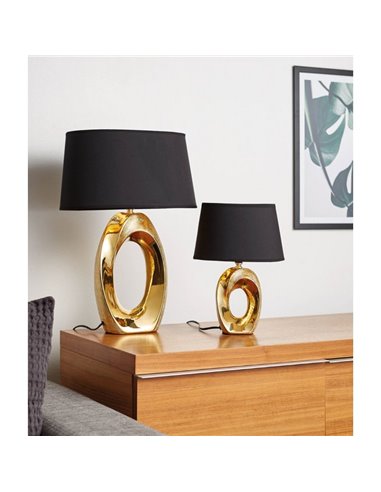 Lampe à poser Grande dorée et noire Taba