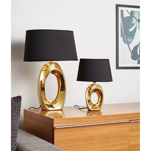 Lampe à poser Grande dorée et noire Taba