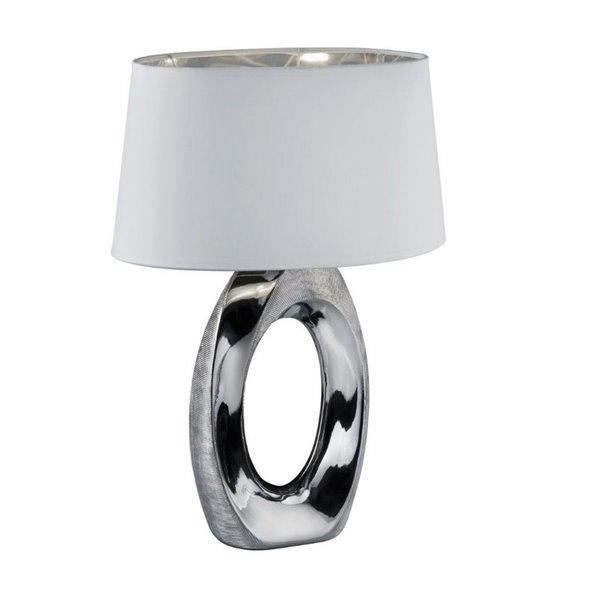 Lampe à Poser Grande Argentée et Blanche Taba