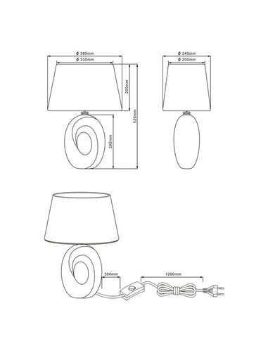 Lampe à Poser Grande Argentée et Blanche Taba
