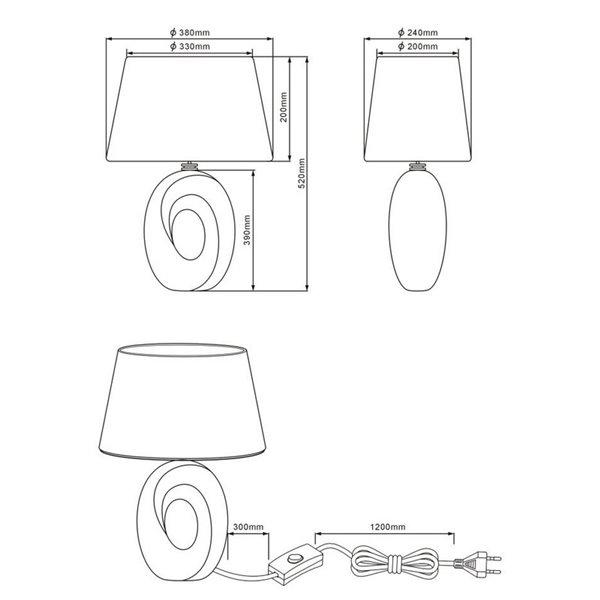 Lampe à Poser Grande Argentée et Blanche Taba