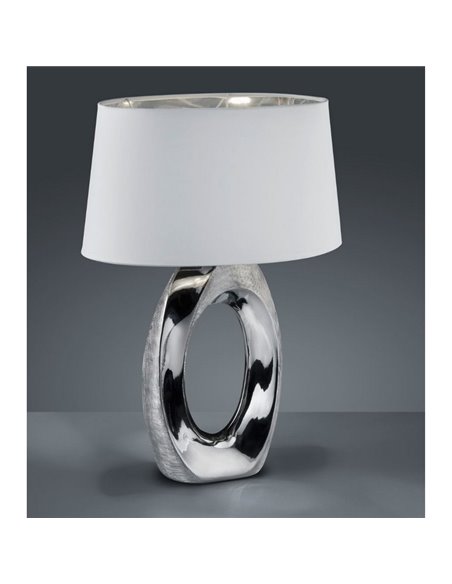 Lampe à Poser Grande Argentée et Blanche Taba