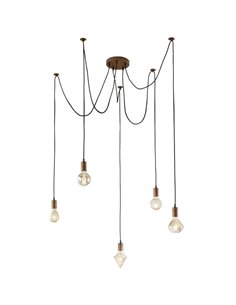 Lámpara de Techo Vintage Cobre Antiguo con 5 Brazos