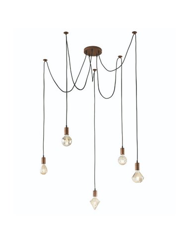 Lampe de plafond Vintage Antique en Cuivre à 5 Bras