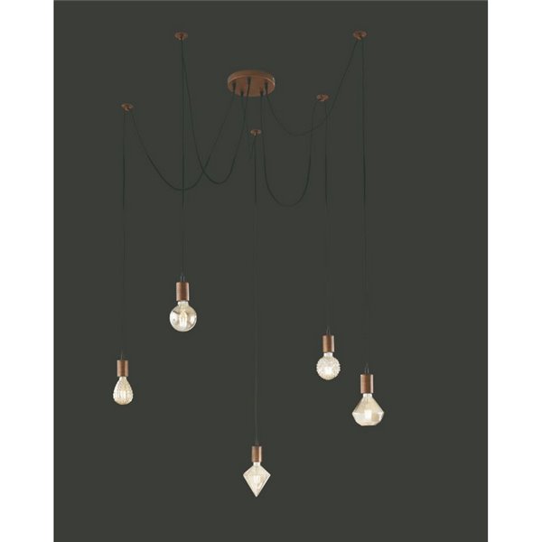 Lampe de plafond Vintage Antique en Cuivre à 5 Bras