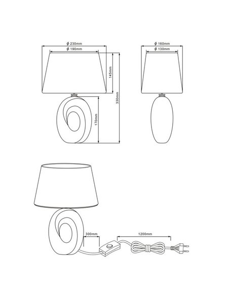 Lampe à poser Moderne Or et Noir Taba