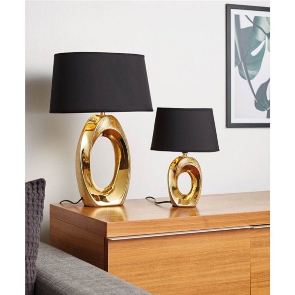 Candeeiro de mesa moderna Dourado e Preto Taba