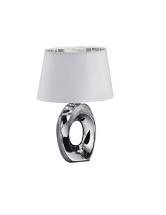 Lampe à poser moderne argentée et blanche Taba