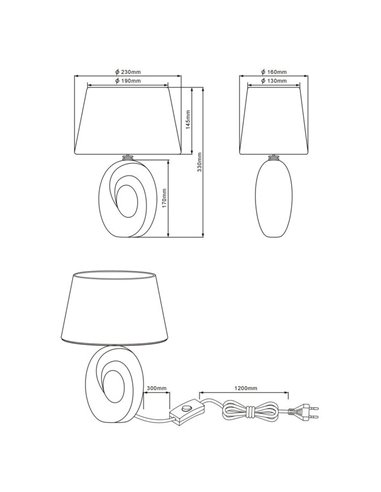 Lampe à poser moderne argentée et blanche Taba