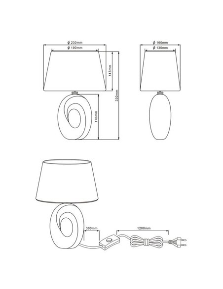 Lampe à poser moderne argentée et blanche Taba