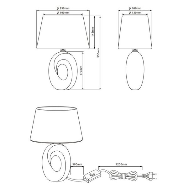 Candeeiro de mesa moderna Prateado e Branco Taba