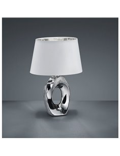 Lampe à poser moderne argentée et blanche Taba 2