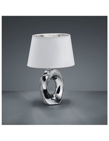 Lampe à poser moderne argentée et blanche Taba