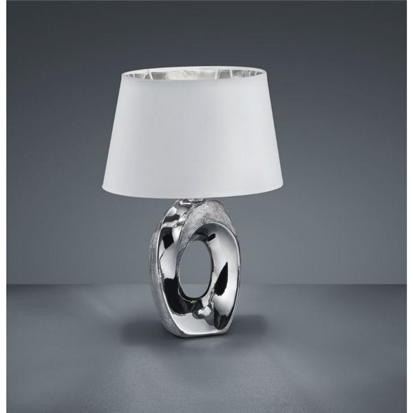 Lampe à poser moderne argentée et blanche Taba