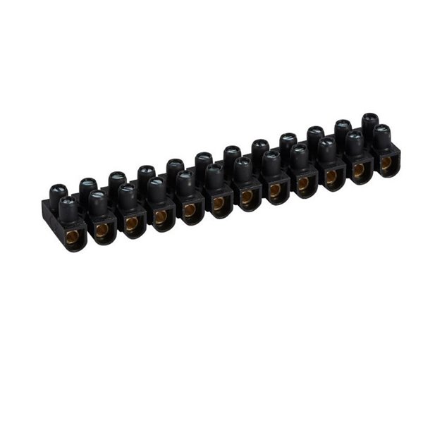 Regleta de conexión 12 bornas NYLBLOC negra 6 mm² 41 A 250 V tornillos imperdibles