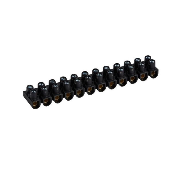 Regleta de conexión 12 bornas NYLBLOC negra 10 mm² 57 A 250 V tornillos imperdibles