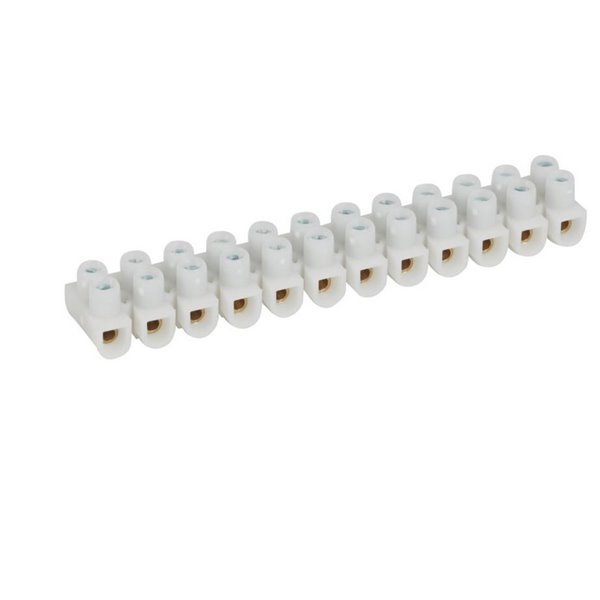 Bornier NYLBLOC blanc 12 bornes 2,5 mm² 24 A 250 V avec vis imperdables