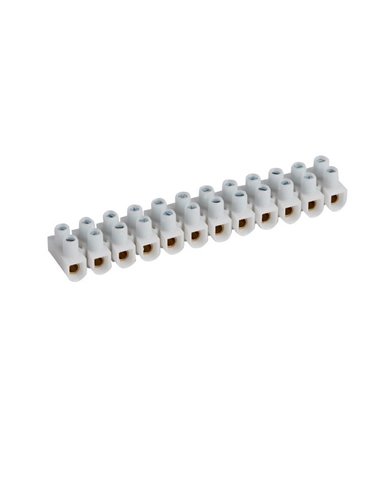 Bornier NYLBLOC blanc 12 bornes, 6 mm², 41 A, 250 V, avec vis imperdables