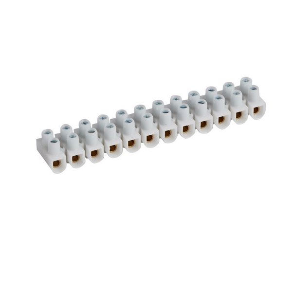 Regleta de conexión 12 bornas NYLBLOC blanca 6 mm² 41 A 250 V con tornillos imperdibles