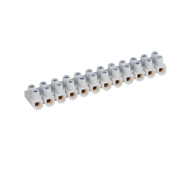 Bloco de terminais NYLBLOC branco 10 mm² 57 A 250 V com 12 terminais e parafusos prisioneiros