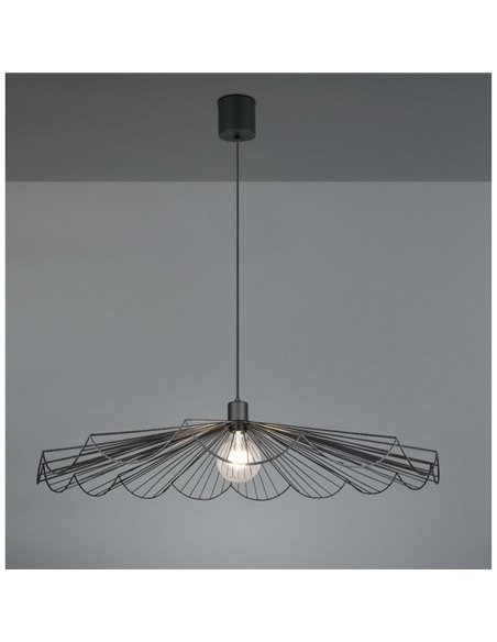 Lámpara de techo MARGARITA pantalla rejilla Ø80cm bombilla excl. 1x E27 max. 60W IP20 Negro