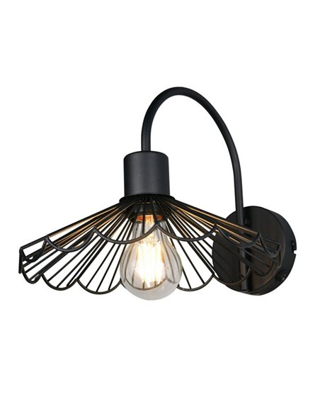 Aplique de pared de rejilla MARGARITA bombilla excl. 1x E27 max. 40W IP20 Negro