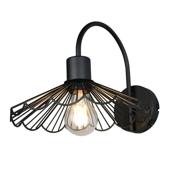 Aplique de pared de rejilla MARGARITA bombilla excl. 1x E27 max. 40W IP20 Negro