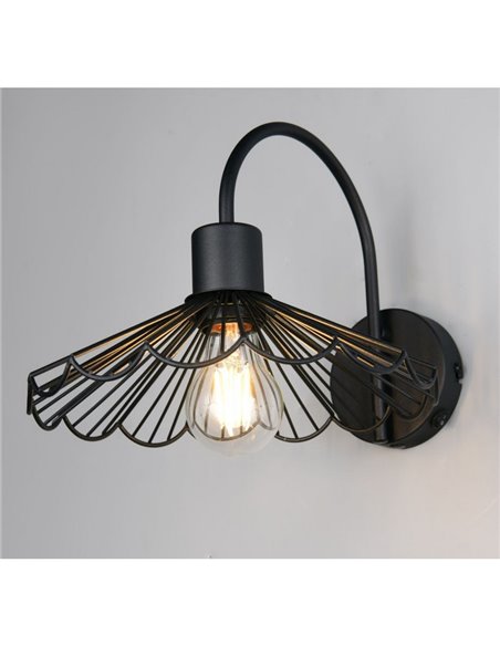 Aplique de pared de rejilla MARGARITA bombilla excl. 1x E27 max. 40W IP20 Negro