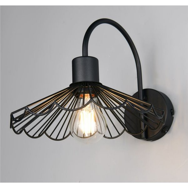 Aplique de pared de rejilla MARGARITA bombilla excl. 1x E27 max. 40W IP20 Negro