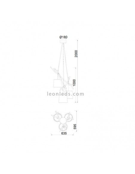 Plafonnier rustique Série Sabina 3L par Mantra au meilleur prix | Éclairage LeonLeds