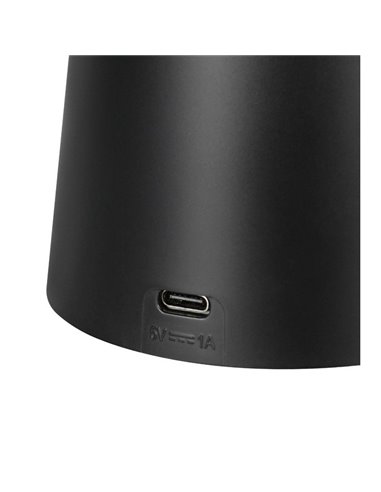Lámpara LED de mesa moderna CIRRUS RGB recargable USB-C + pilas Negro